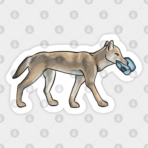 Coyote with Baseball Cap Sticker by danyellysdoodles